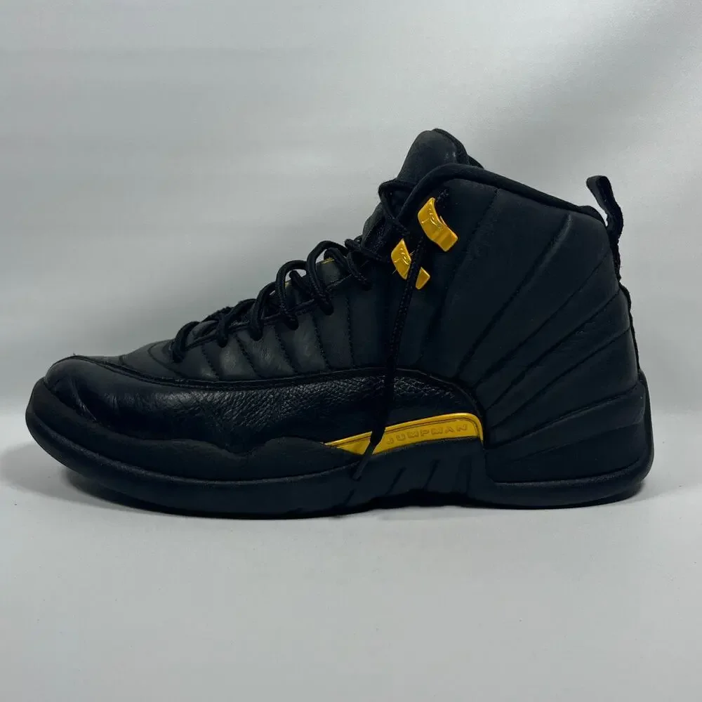 NIKE Air Jordan 12 Sneakers Mens 11.5 Retro Black Taxi Leather CT8013-071 Black